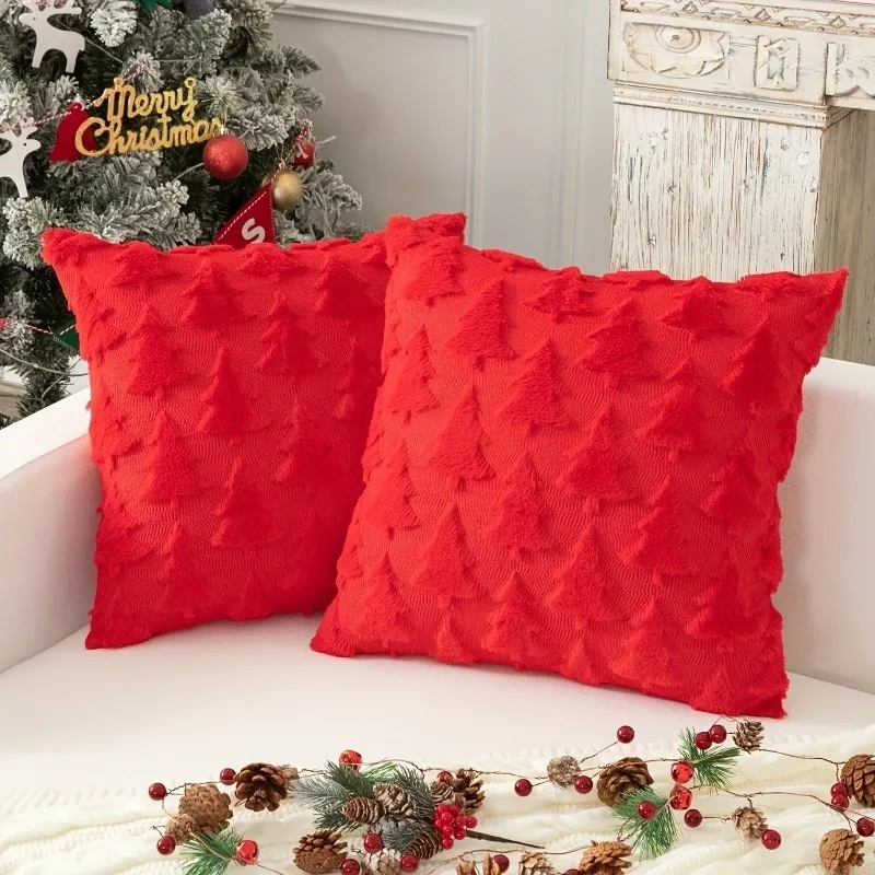 45 x 45 cm Weihnachtsbaum-Plüschmuster-Kissenbezüge 2025, Frohe Weihnachten, Dekoration für Zuhause, Weihnachtsgeschenke, Neujahr, Sofa-Dekoration, Navidad – Detail 9