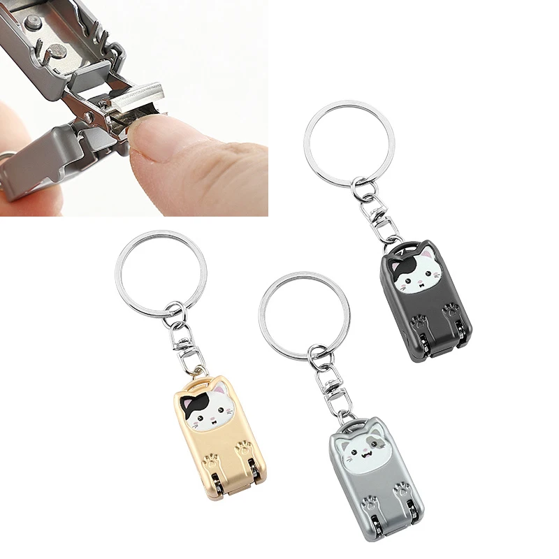 New Stainless Steel Fingernail Clipper Metal Foldable Mini Creative Kitten Nail Clipper Trim Nails Keychain