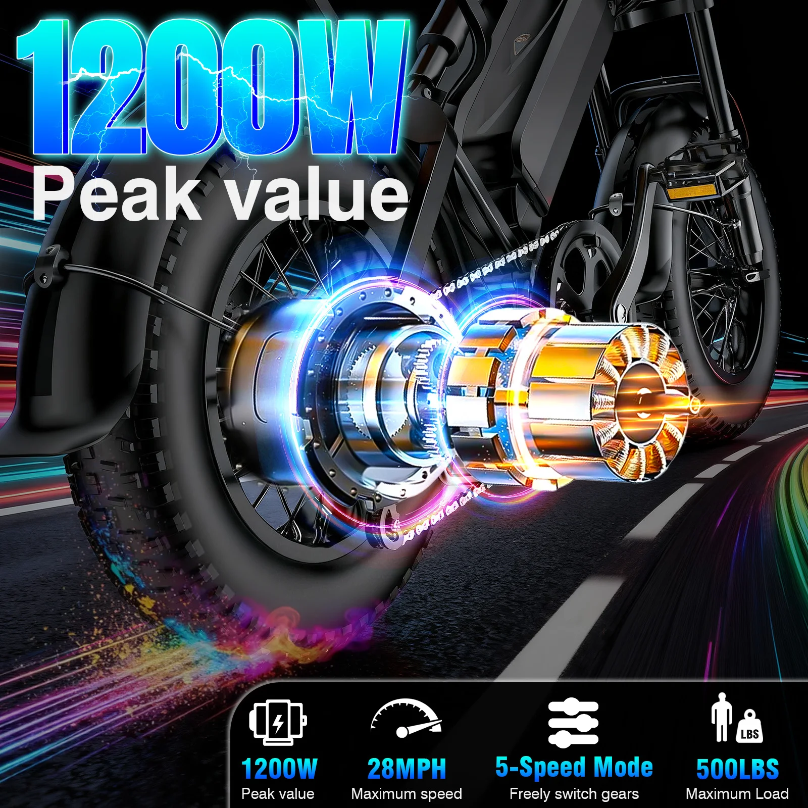 1000W Peak Motor Electric Bicycle 48V15AH Detachable Battery Electric Bike Dual Disc Brakes 28MPH 16*4 Inch Fat Tire Snow Ebike