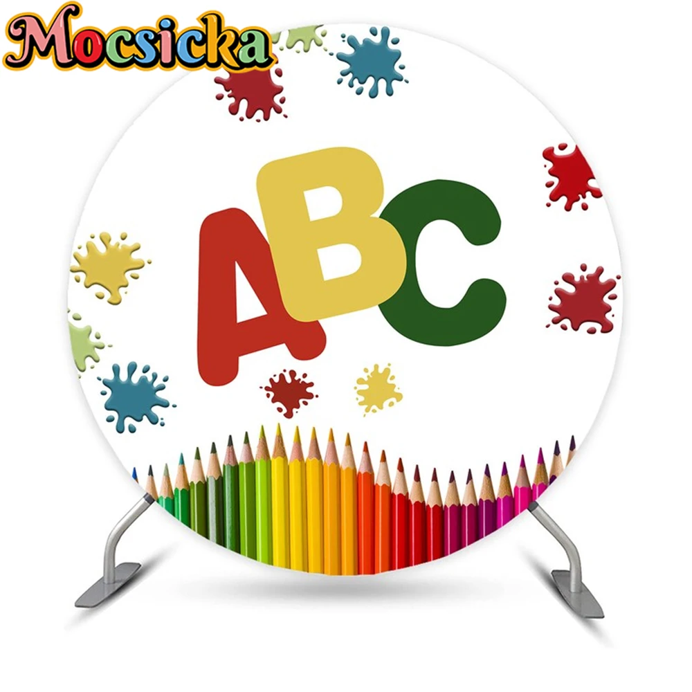 Mocsicka círculo redondo capa de volta à escola pano de fundo chá de panela bolo quebra recém-nascido 1st aniversário festa photoshoot estúdio adereços