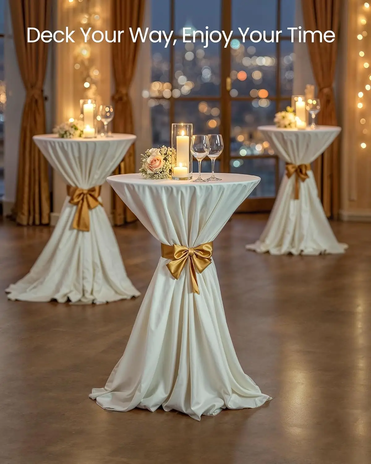 2-Pack Round Bar Tables, 41.3' High, White Metal Frame, Modern Kitchen & Home Bar, Easy Assembly