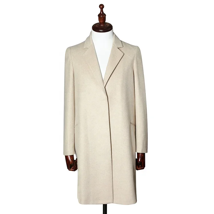 Women's overcoat long sleeve covered button minimalism fashion wool overcoat over size