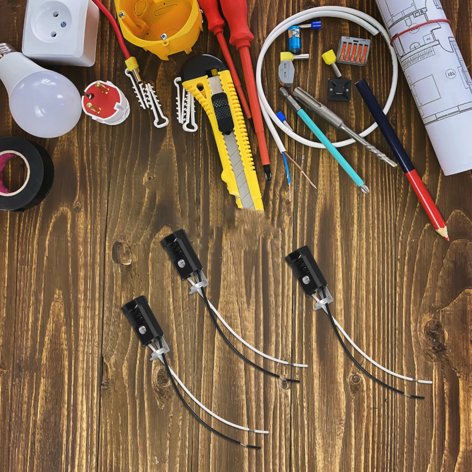 

5pcs Bakelite Lamp Holder Plug-in Type E12 Socket Vintage Adapter For Ceiling Light Fixture Wire Hang Screw Base Modern