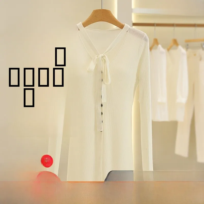 Slim Fit Pure Color Knitted Open Cardigan Women's Faion Commute Sle Single Button Tie Waist V Ne Long Sve Sweater