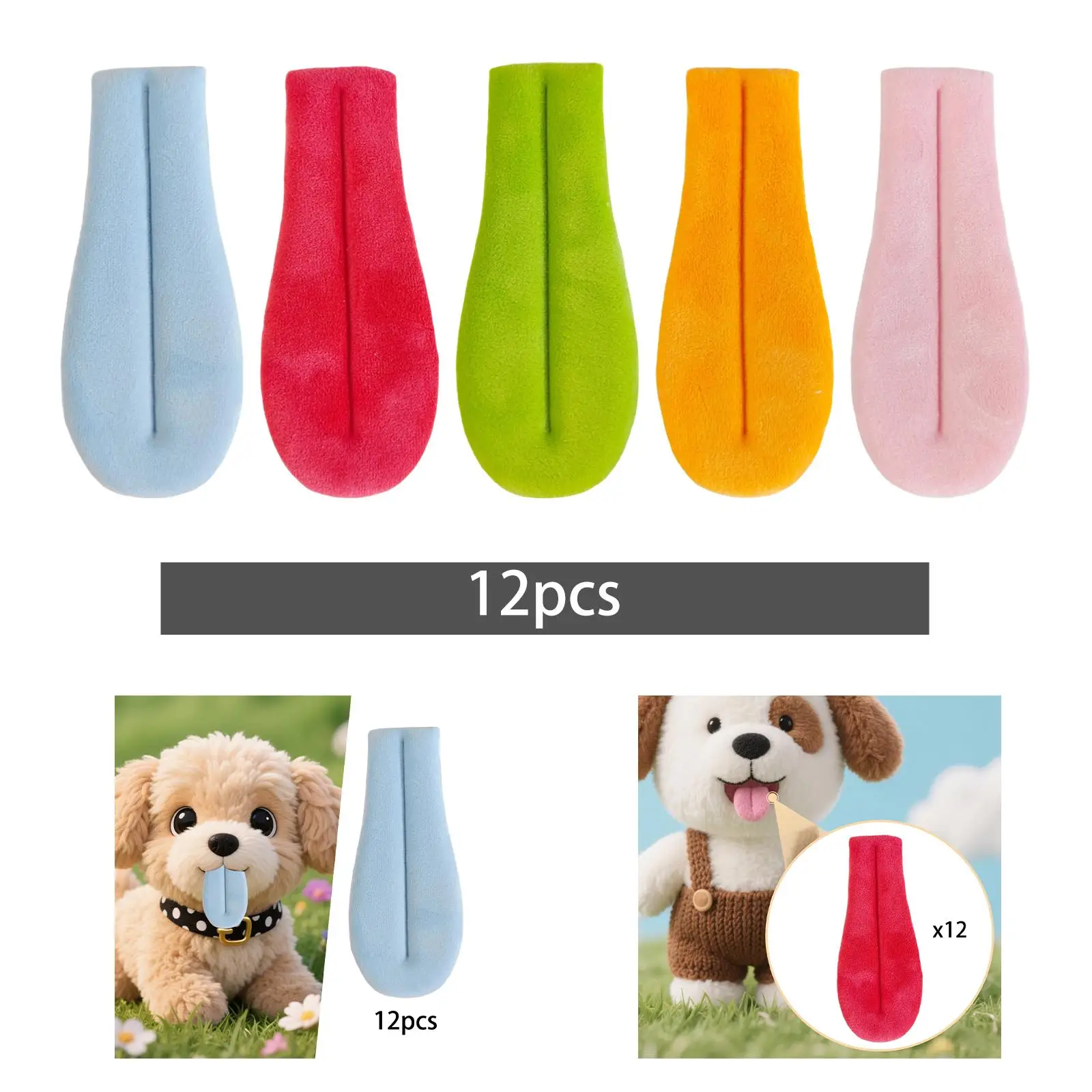 12x ملحق دعائم اللسان لصنع الدمى القطيفة، ألسان كبيرة مضحكة متعددة الأغراض