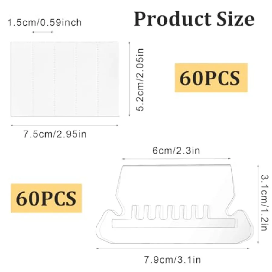 Bestandsmaptabbladen 60+60 sets Doorzichtige hangende bestandsmaptabbladen met inzetstukken voor het ophangen van mappen 3 1 2 Ih Plastic hangende bestandstabbladen