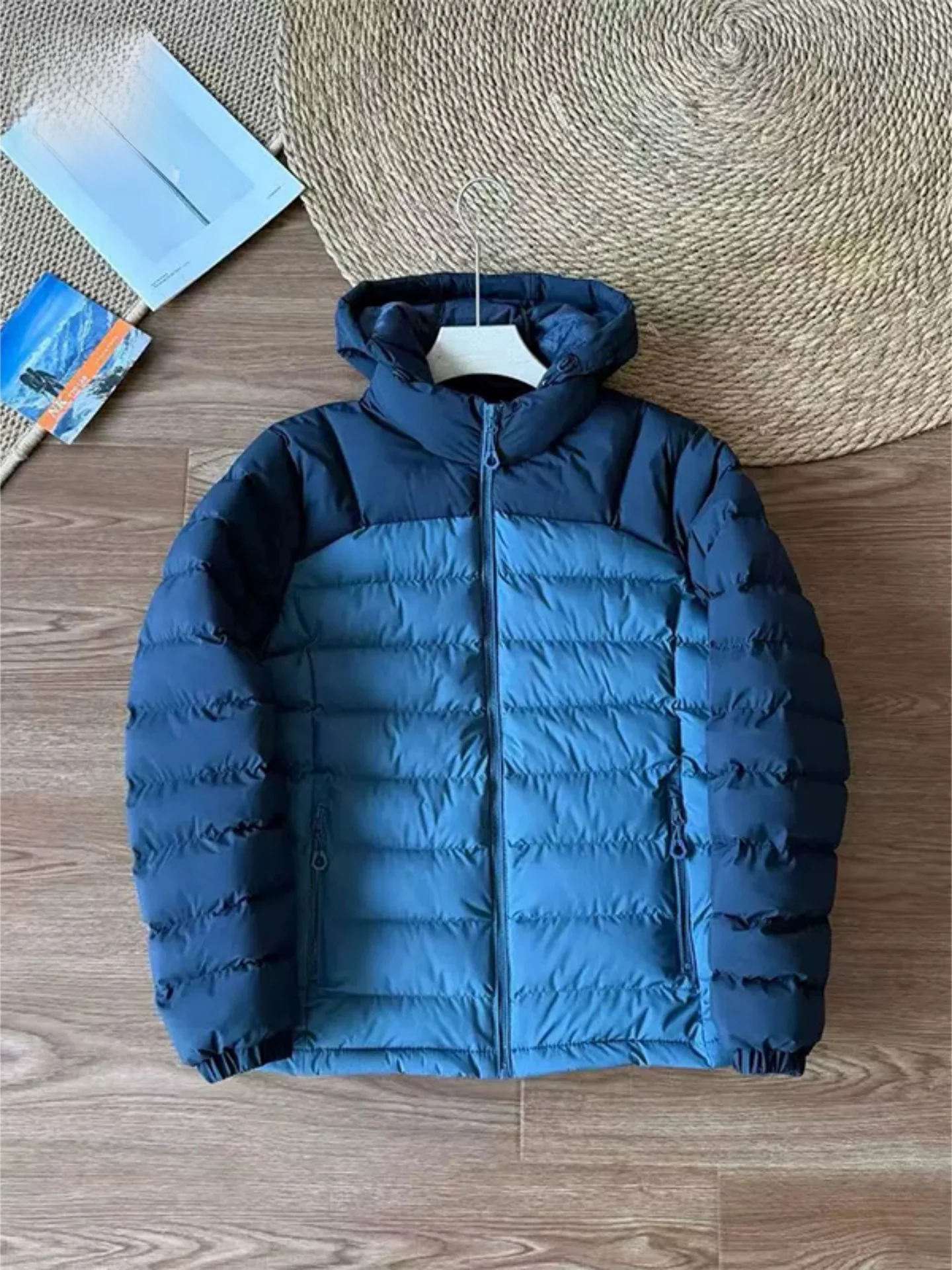 

Men's Lightweight down Cotton Jaet Hooded Outdoor Winter Coat Youth Faion Warm Thiened Zipper Closure Pure Color