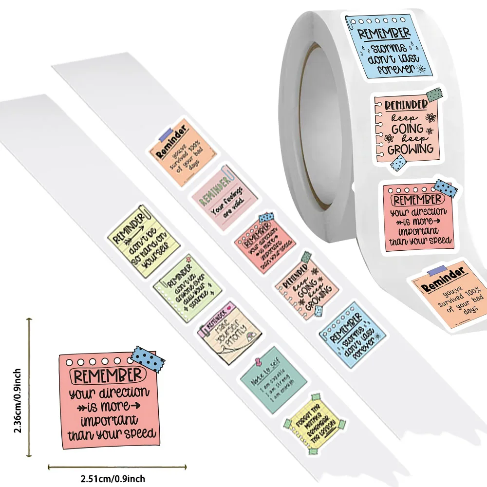500PCS Motivational Stickers Roll 10 Unique Designs per Roll, Funny Reward Stickers Inspirational Quote Label Reminder Decals