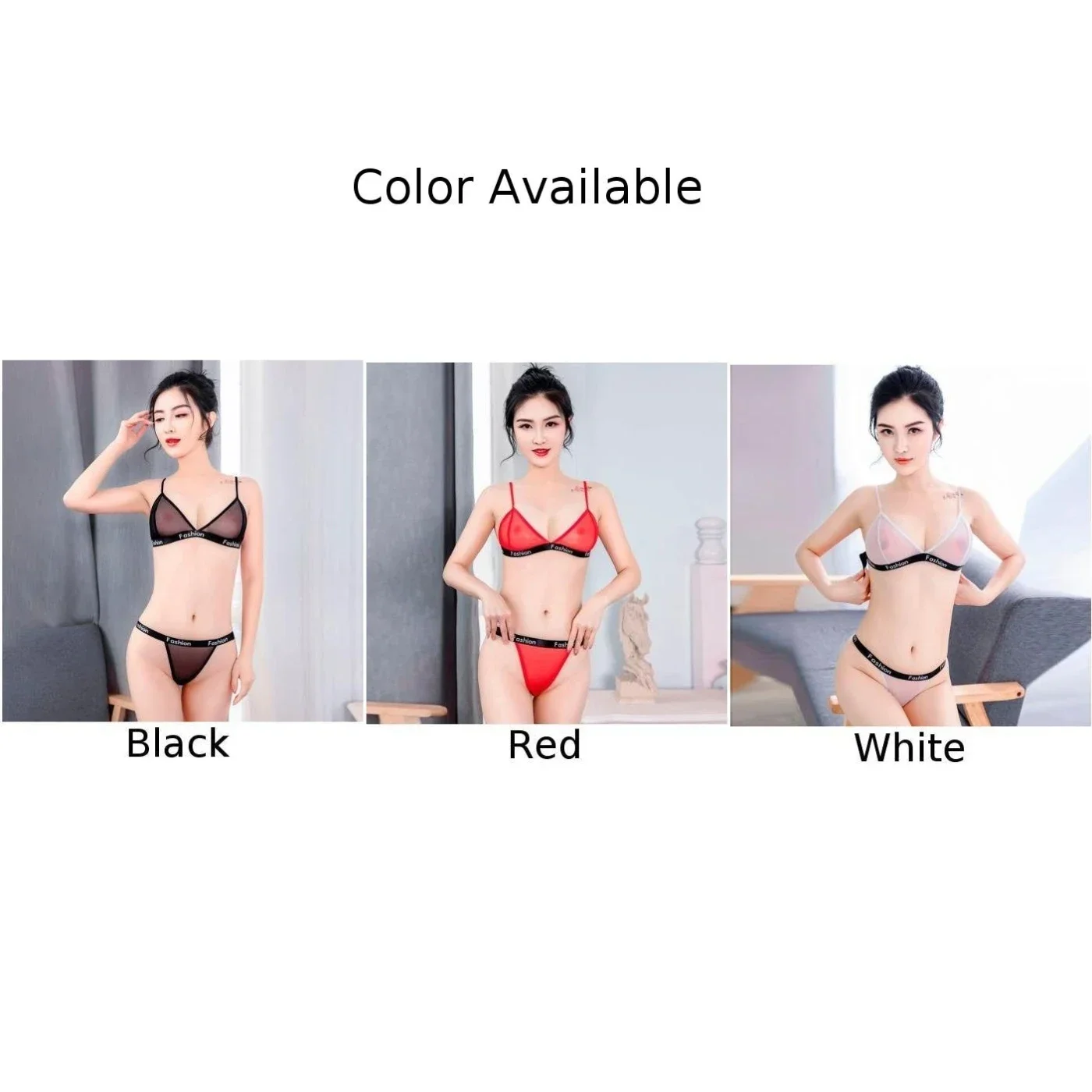 Woman Sexy Mesh Patchwork Bikinis Transparent Deep V Bra Top+Low Rise T-Back Thong High Elastic Spilt Bodysuit Erotic Set