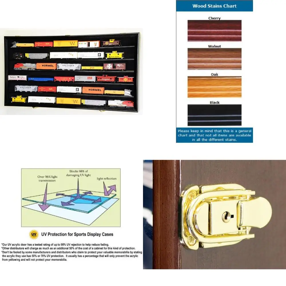 

HO Scale Train Display Wall Cabinet with UV Protection, Lockable, Black