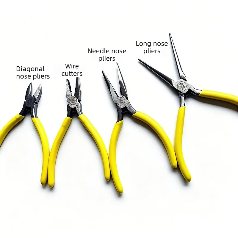 Mini 5-Inch Pliers 45# Steel Long Nose Flat Jaw Wire Cutter Shears for Home Repair Electrical DIY Tool