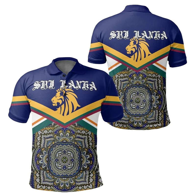 Sri Lanka Map Asia Country Flag Graphic Polo Shirt For Men Clothing 2024 Summer Sportswear Fitness Gym Tops Tee Shirts Lapel 4XL