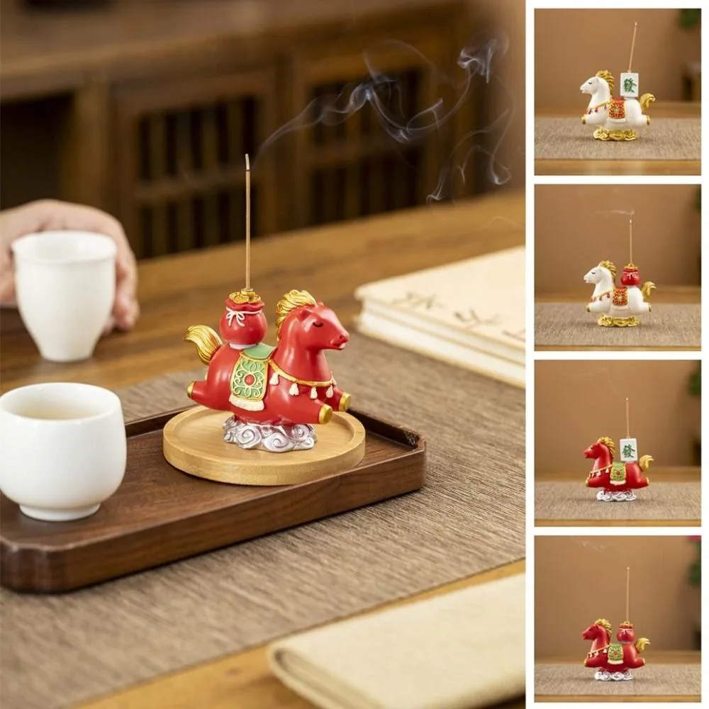 

Funny Zodiac Pony Incense Burner Resin Pony Shape Incense Stick Holder 2026 Horse Year New Year Ornamental Cense Holder