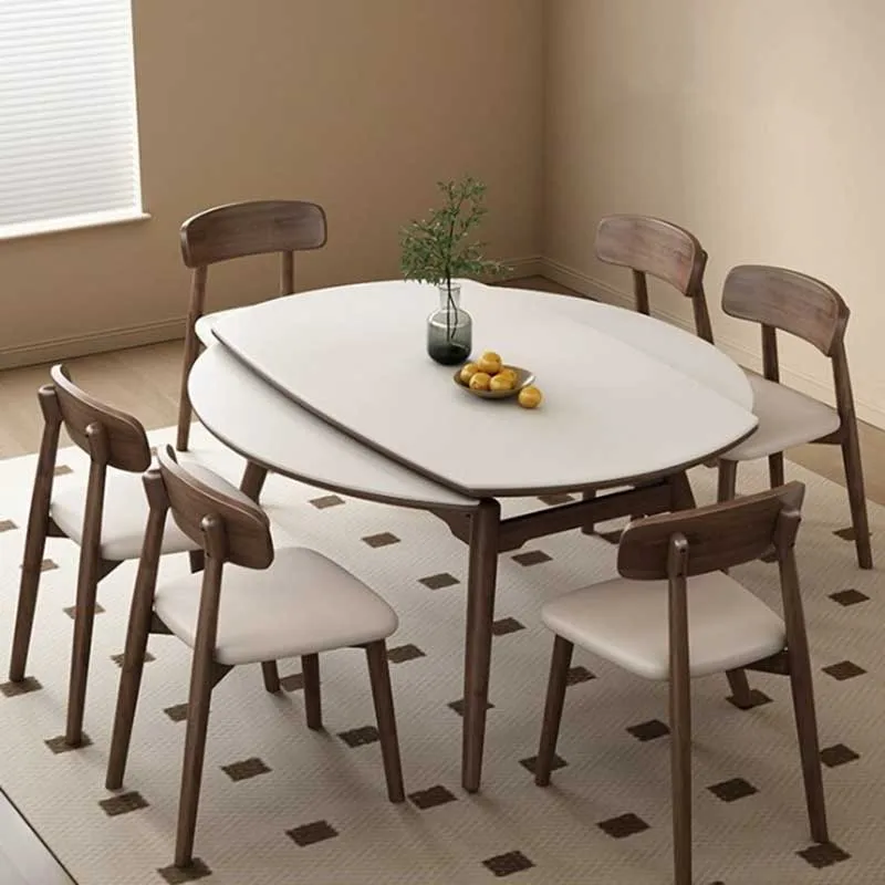 Kitchen Unfoldsnle Dining Table Extendable Long Round Folding Dining Table Restaurant Design Mesas De Restaurante Home Furniture