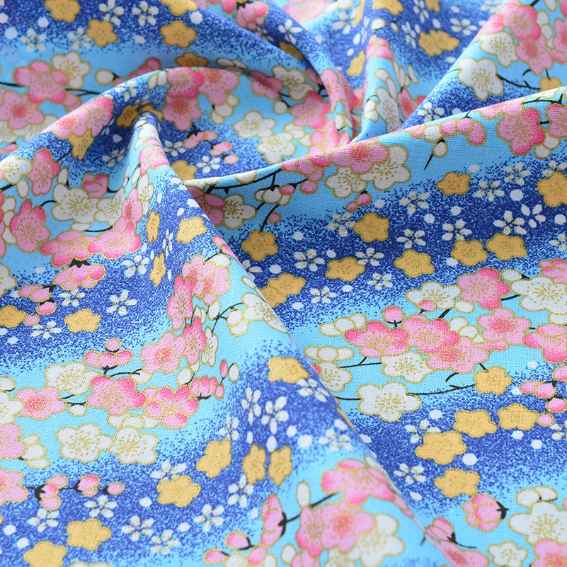 Cotton Patchwork Fabric Japanese Style Bronzing for Sewing Bag Towel Sachet Bookclothes Headgea by the Meter