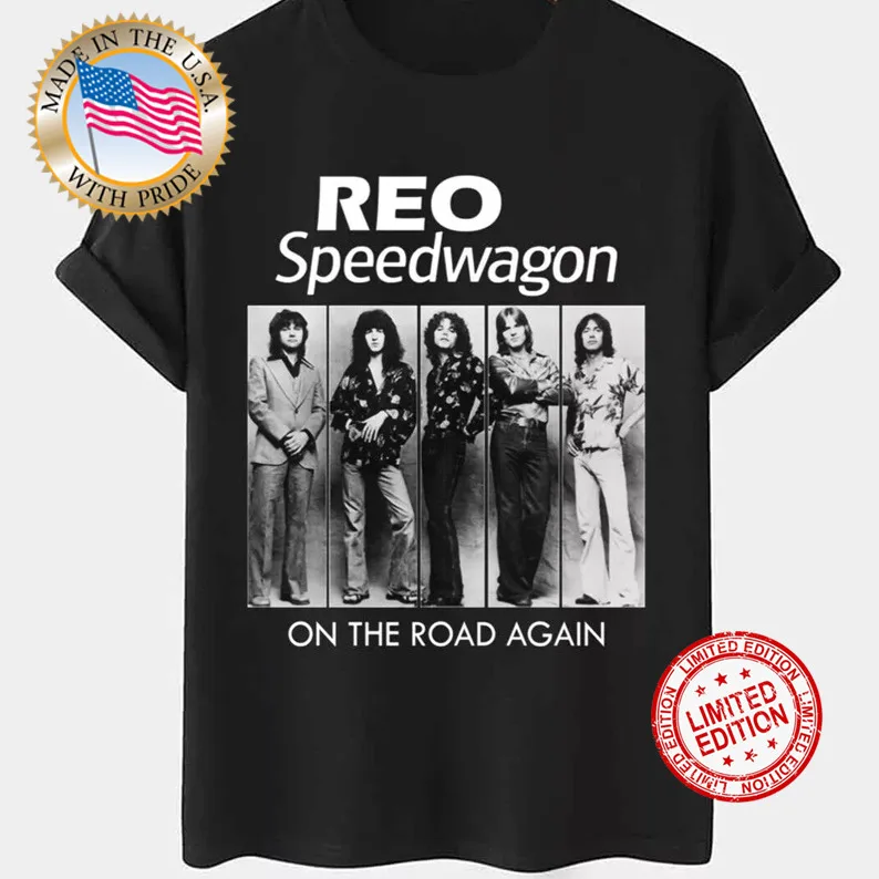 

REO Speedwagon Band On The Road, футболка, хлопок, черная ткань, P326