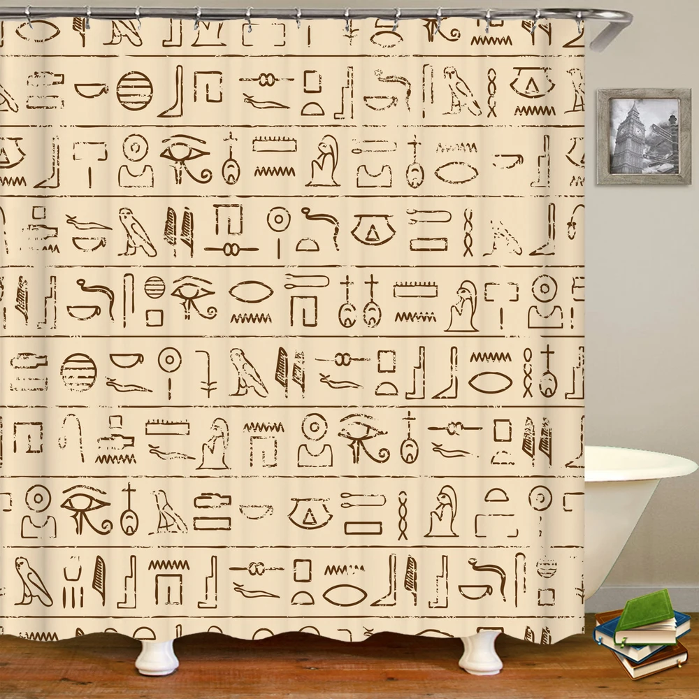 Ancient Egypt Egyptian script  Shower Curtains Bathroom Curtain With Hooks Frabic Waterproof Polyester Bath Curtain 180X180cm