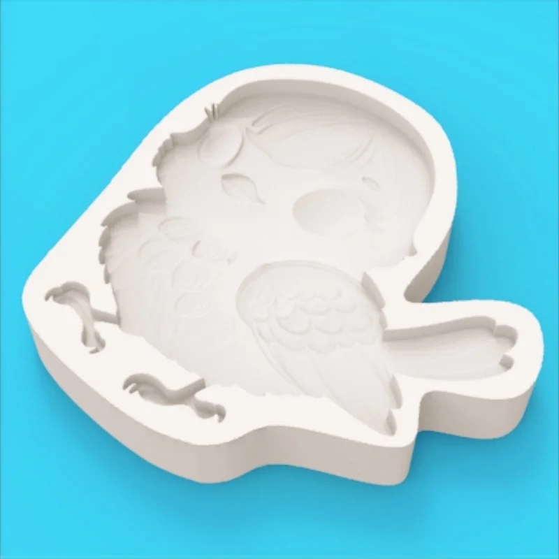 Cute Feathered Bird with Big Eyes Cartoon Mold, Healing-Style Dessert Chocolate Fondant Decoration DIY Silicone Mold view 3