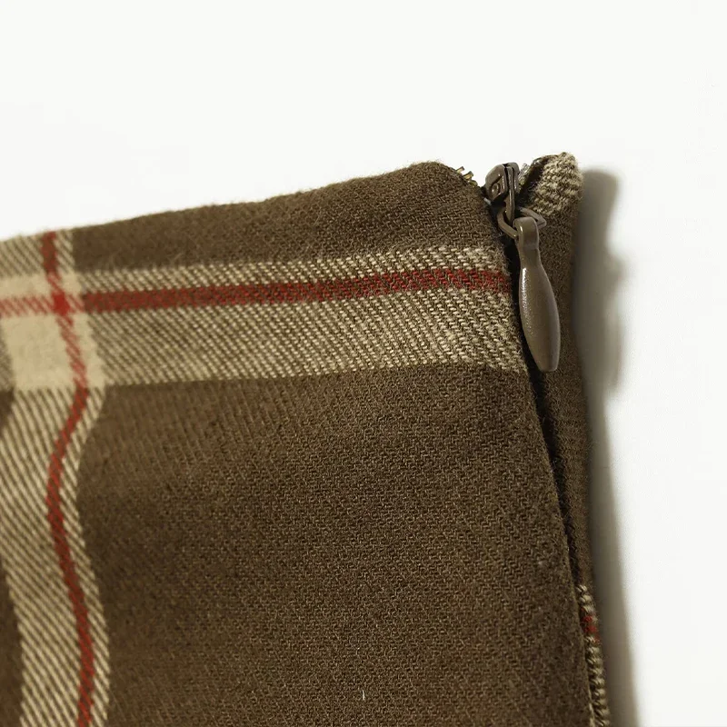 FANAN Damenmode Karierter Plissierter Rock mit Seitenreißverschluss Vintage Hochgeschnittener Schicker Damenrock – Detail 13