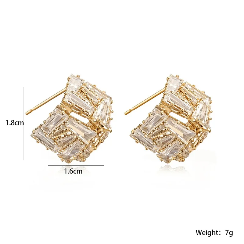 GANPUP Funkelnde Zirkonia Geometrische Ohrstecker für Damen, Modischer Neuer Trendiger Ohrschmuck, Geschenk für Party – Detail 1