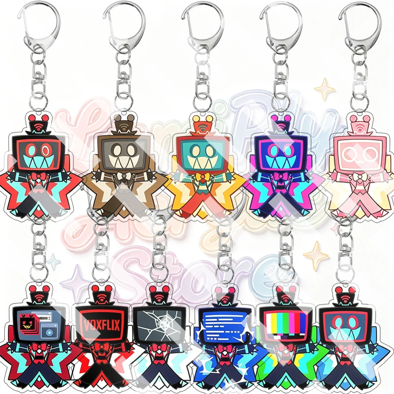Q Version Anime Vox Double-sided Printing Cartoon Acrylic Keychain Peripheral VTuber Bag Pendant Backpack Ornament Birthday Gift