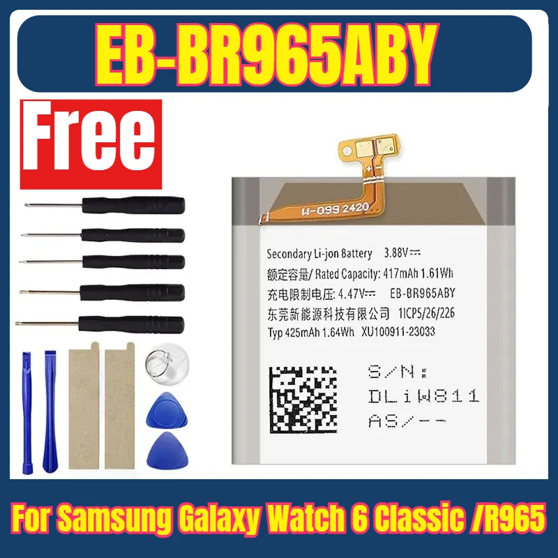 

New Hight Quality EB-BR965ABY Smart Watches Batteries for Samsung Galaxy Watch 6 Classic /R965 Batteria + Free Tools