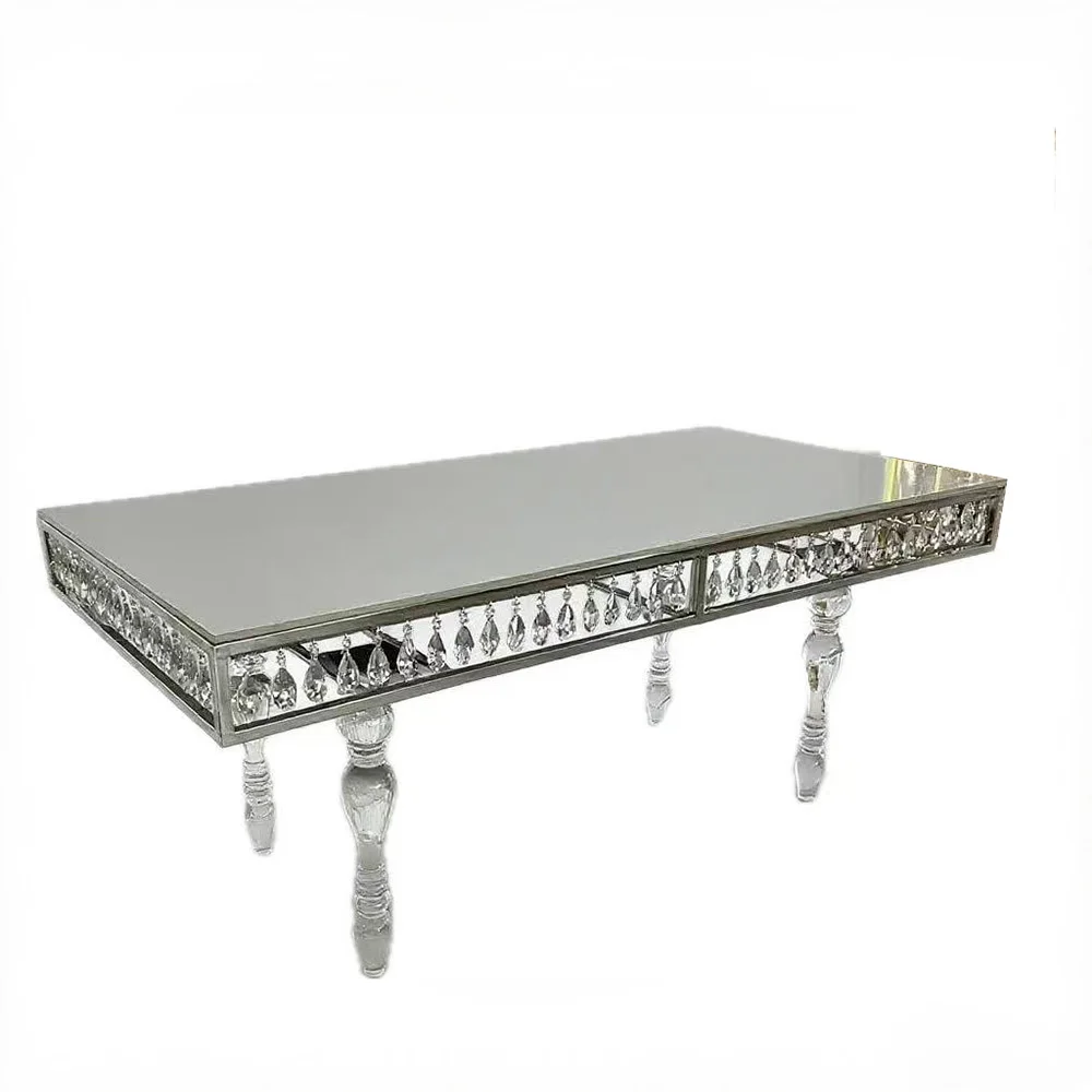 

FSDKX Bridegroom Couple Rectangular Table Stainless Steel Dining Table Wedding Reception Events