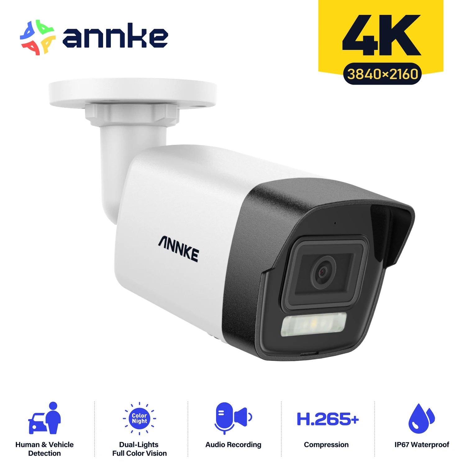 IP-камера Annke 4K POE, 265 + движение, встроенный микрофон, объектив 4 мм, 8 МП