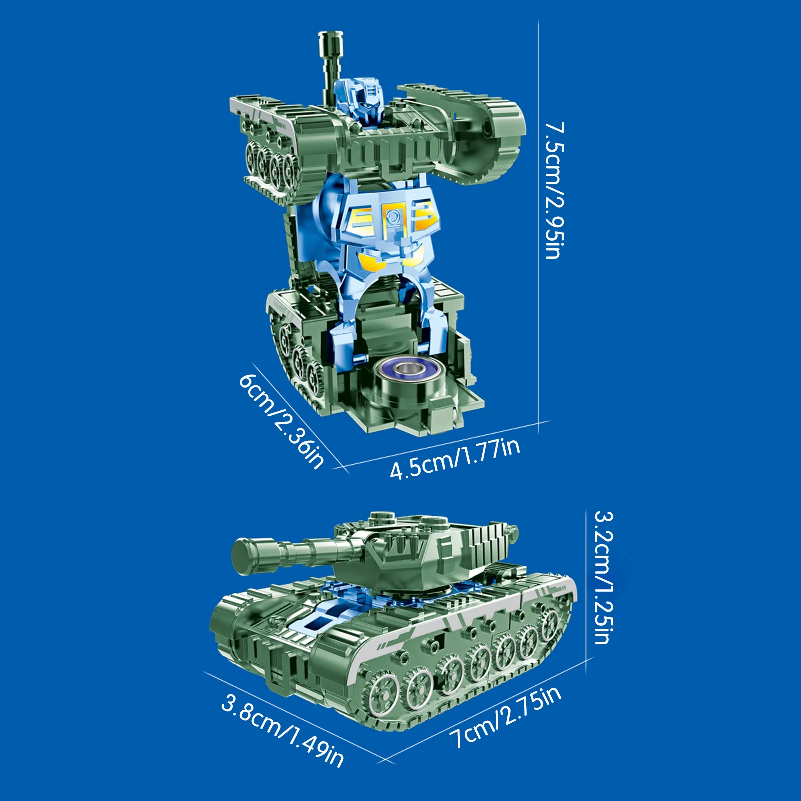 ألعاب تململ سبينر روبوت خزان قابلة للتحويل، ألعاب إبداعية للأطفال، جيروسكوبي، تشوه محاكاة نموذج الجيش السائبة