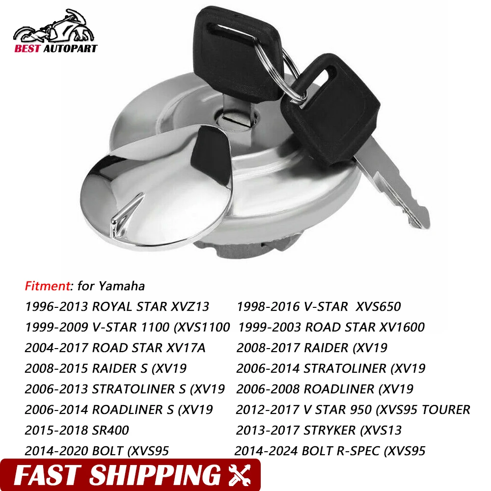 Motorcycle Fuel Gas Tank Cap Cover Lock Keys for Yamaha ROAD STAR XV1600 XV17A ROYAL STAR XVZ13 V-STAR 1100 XVS1100 XVS650 950