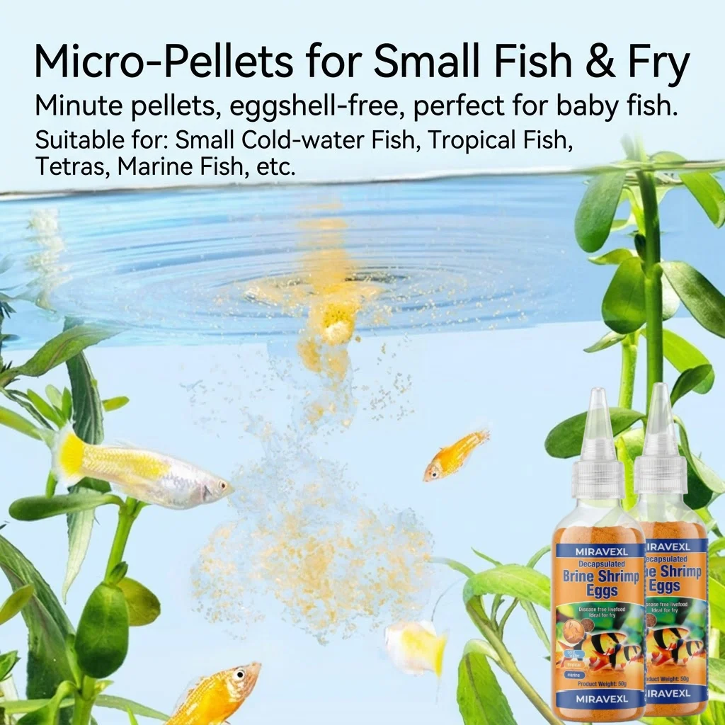 Artemia Fry Food 50g for Aquarium Fish, Premium Decapsulated Direct Feed for Guppies Reef Coral Tank, Nutrient-Rich No-Hatch view 5