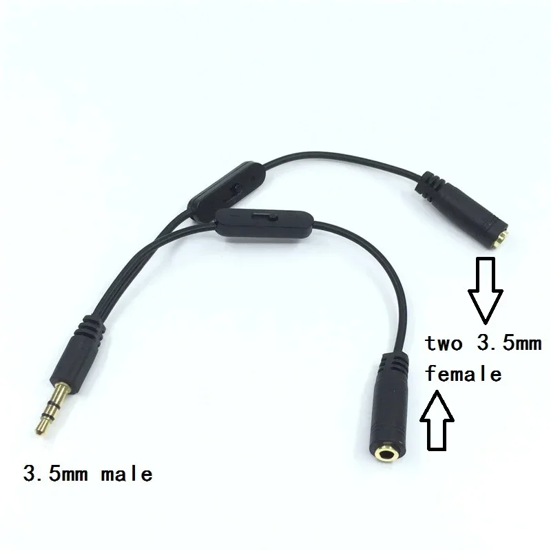 Répartiteur Jack 3.5 mâle vers 2 femelles, câble audio stéréo 3.5mm, adaptateur Y, contrôle du volume, sauna, téléphone, câble AUX