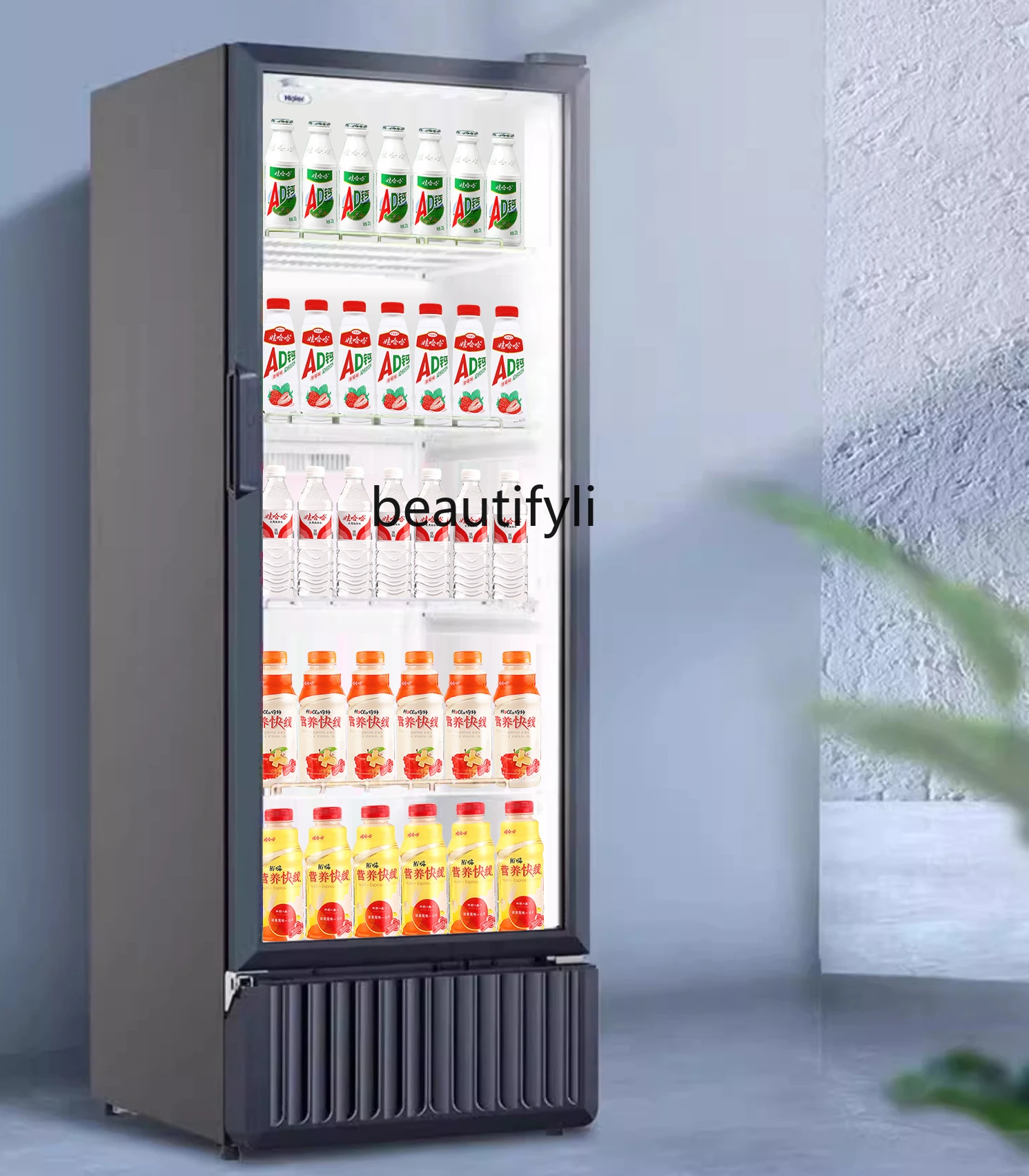 Refrigerated Display Cabinet Single Door Freezer Vertical Air-Cooled Beverage Cabinet Commercial Supermarket Fruit Fresh Cabinet