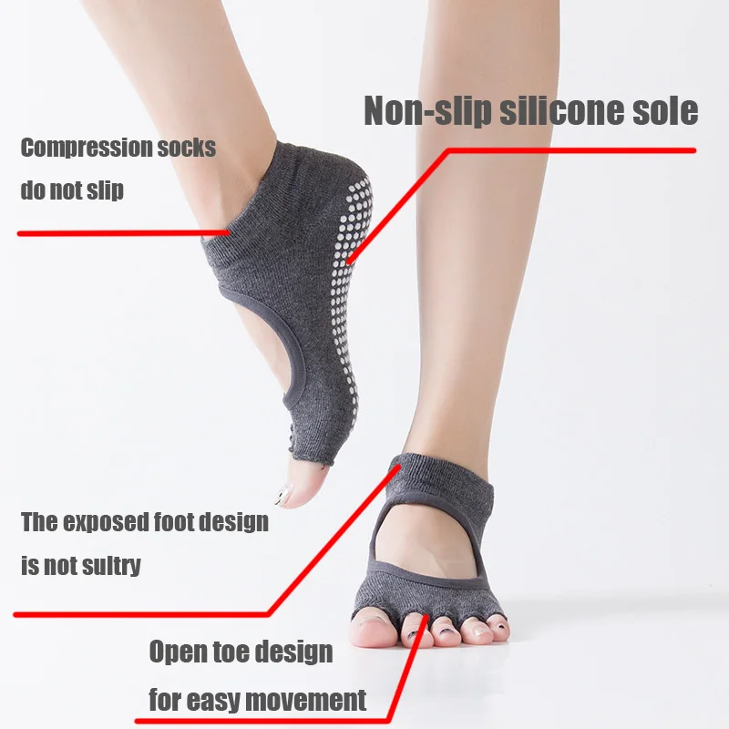 2024 Hot Sale Toeless Non Slip Grip Yoga Socks 11 Colors women socks For Barre Pilates Fitness Gym Sports Anti Slip Dance Socks