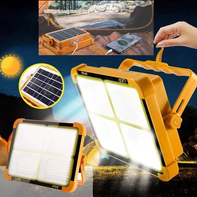 Lanterna da campeggio ricaricabile solare Lampada da tenda a LED ad alta potenza Potente torcia magnetica Lampada di emergenza per riparazione
