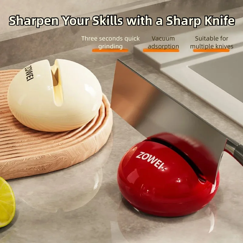 Mini Ball Knife Sharpener Suction Cup Tungsten Steel V-Groove Quick Sharp Kitchen Tool for Knives Scissors Cream Style