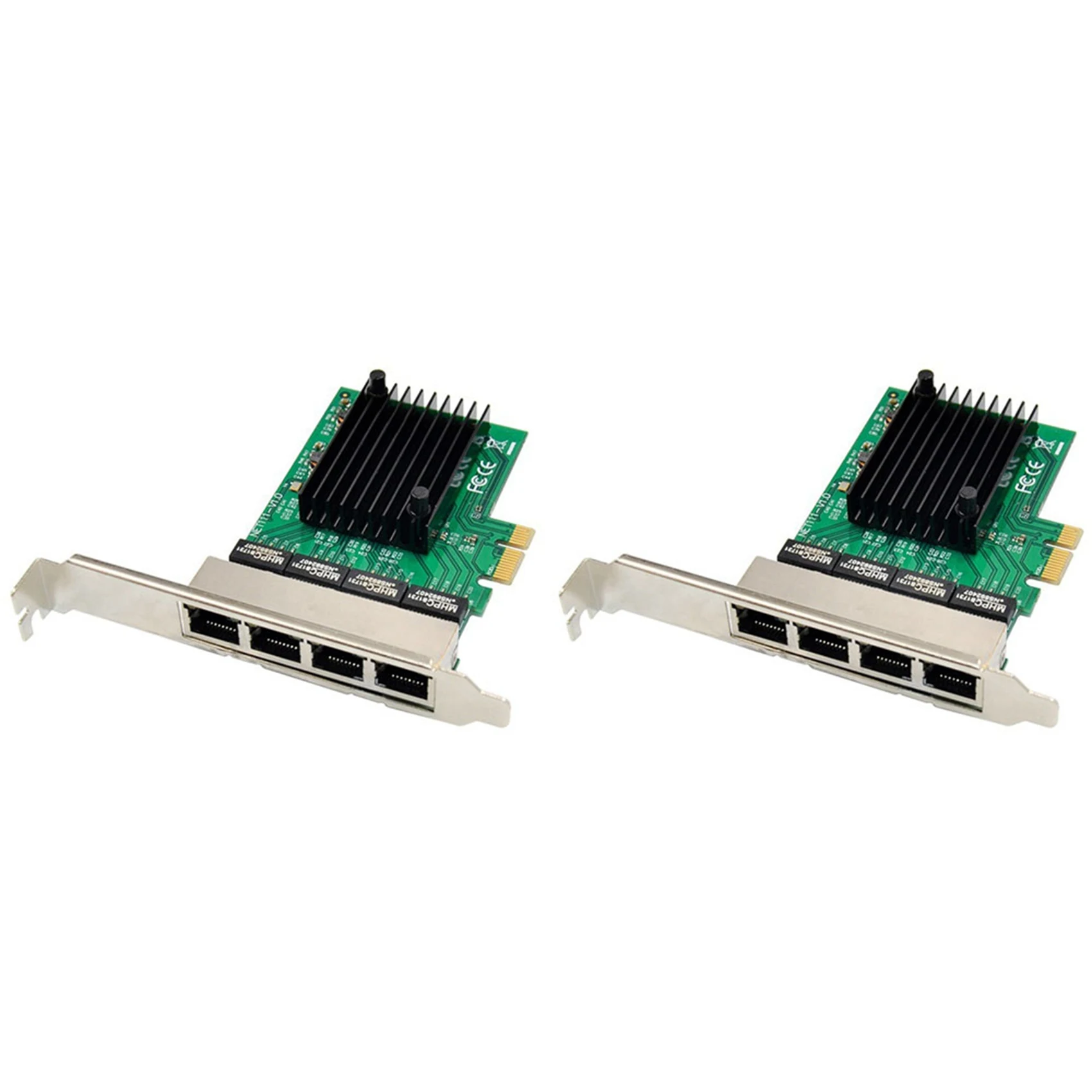 2x RJ-45 4-Port Ethernet Server Adapter Gigabit Netwerkkaart Pci-e X1 Interface