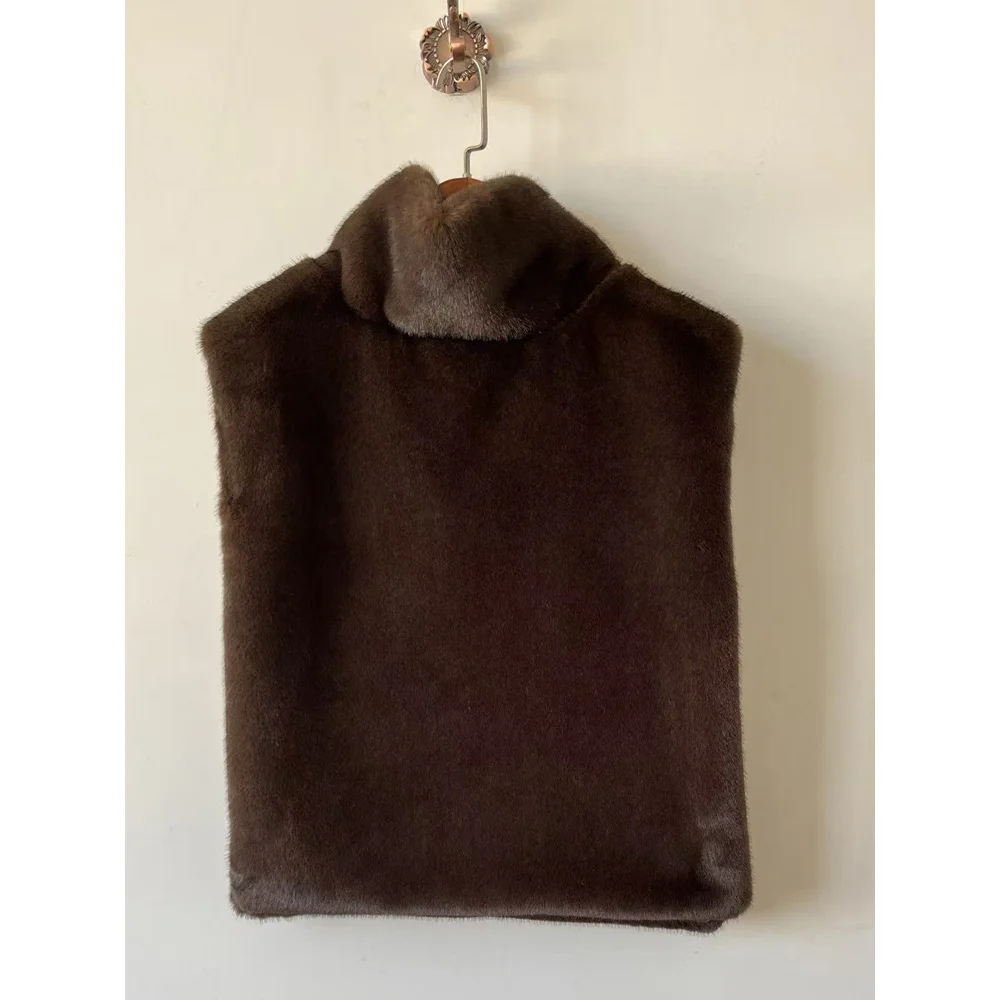 جديد الفراء سترة فو فرو المنك الكتف التفاف أكمام أفخم أعلى التخسيس تصميم ملابس خارجية دافئة تنوعا ملابس نسائية الفراء سترة