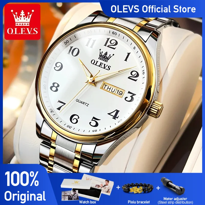 OLEVS Classic Men\'s Quartz Watch Waterproof Stainless Steel Strap Fashion Casual Men\'s Watch Gift Date Clock 5567