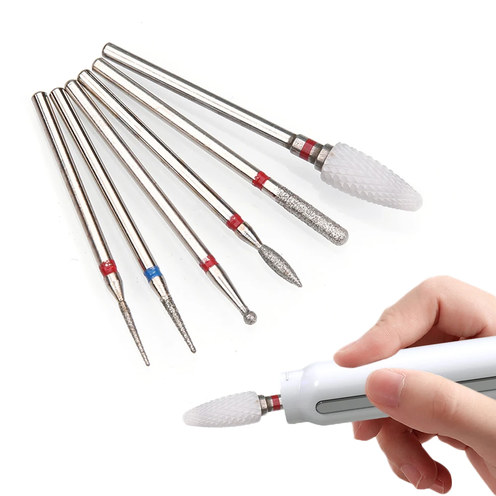 Punte per trapano per unghie per cuticole 6 pezzi Set di frese diamantate/ceramiche per accessori per lime per unghie elettriche per Manicure testa abrasiva per la cura delle unghie
