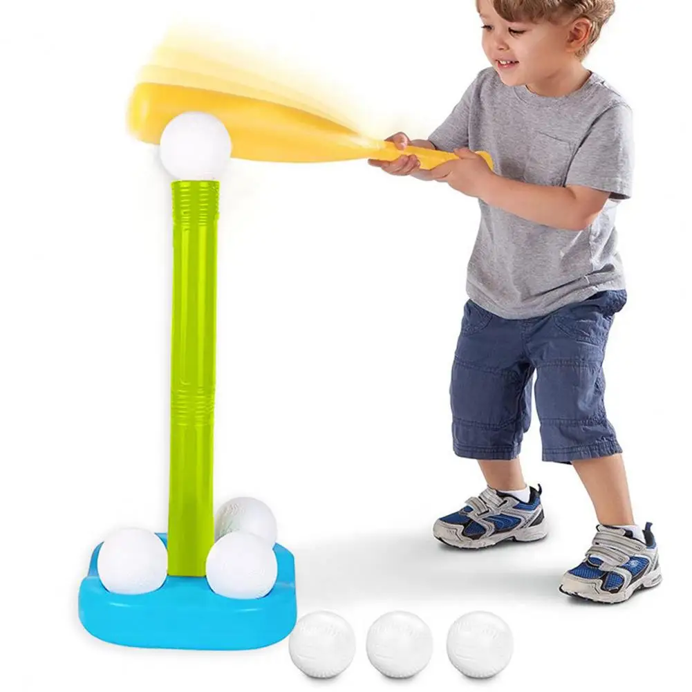 

1 Set Tee Ball Set Detachable Burr-free Portable Easy Storage Entertainment Plastic Adjustable Height Kids T-Ball Set for Child