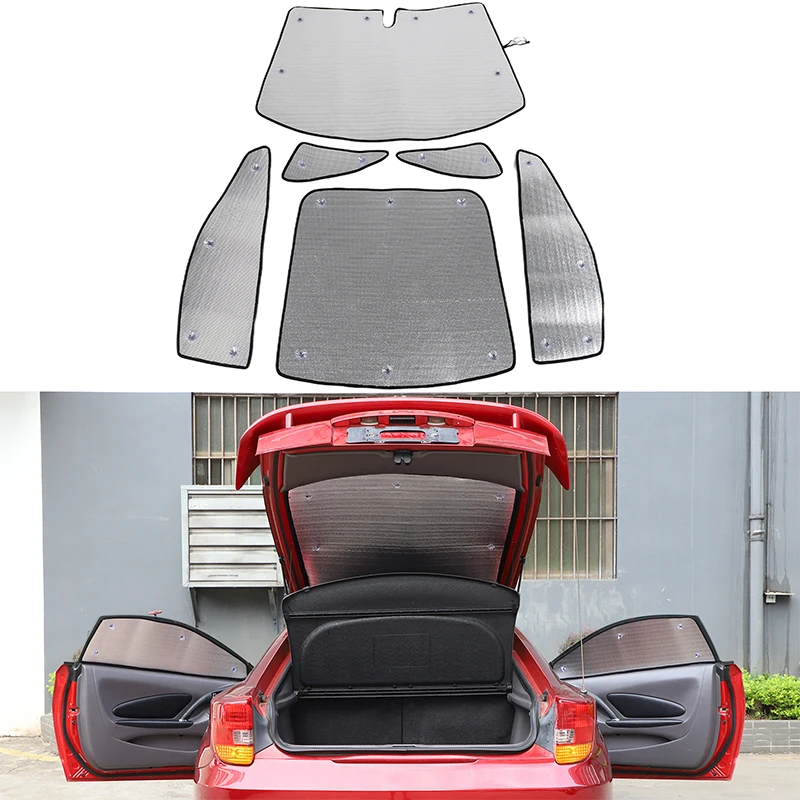 For Toyota Celica 1999-2005 6Pcs Full Window Sun Shade Kit Aluminium Foil Front Side Rear Heat Shield Custom Fit