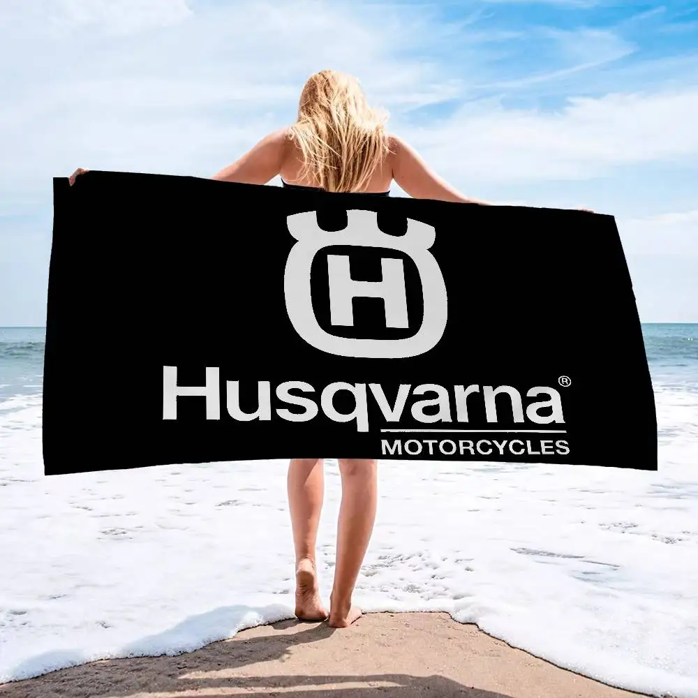 H-Husqvarna Logo Microfiber Printed Beach Towel Mountain Climbing Yoga Beach Swimming Running Absorbent Soft Towel view 4