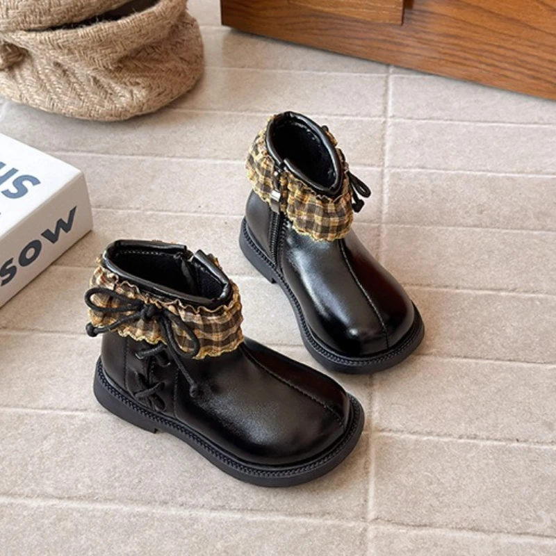 

Детские повседневные ботинки для девочек, осень-зима 2022, новая модная нескользящая универсальная обувь принцессы в корейском стиле с мягкой подошвой