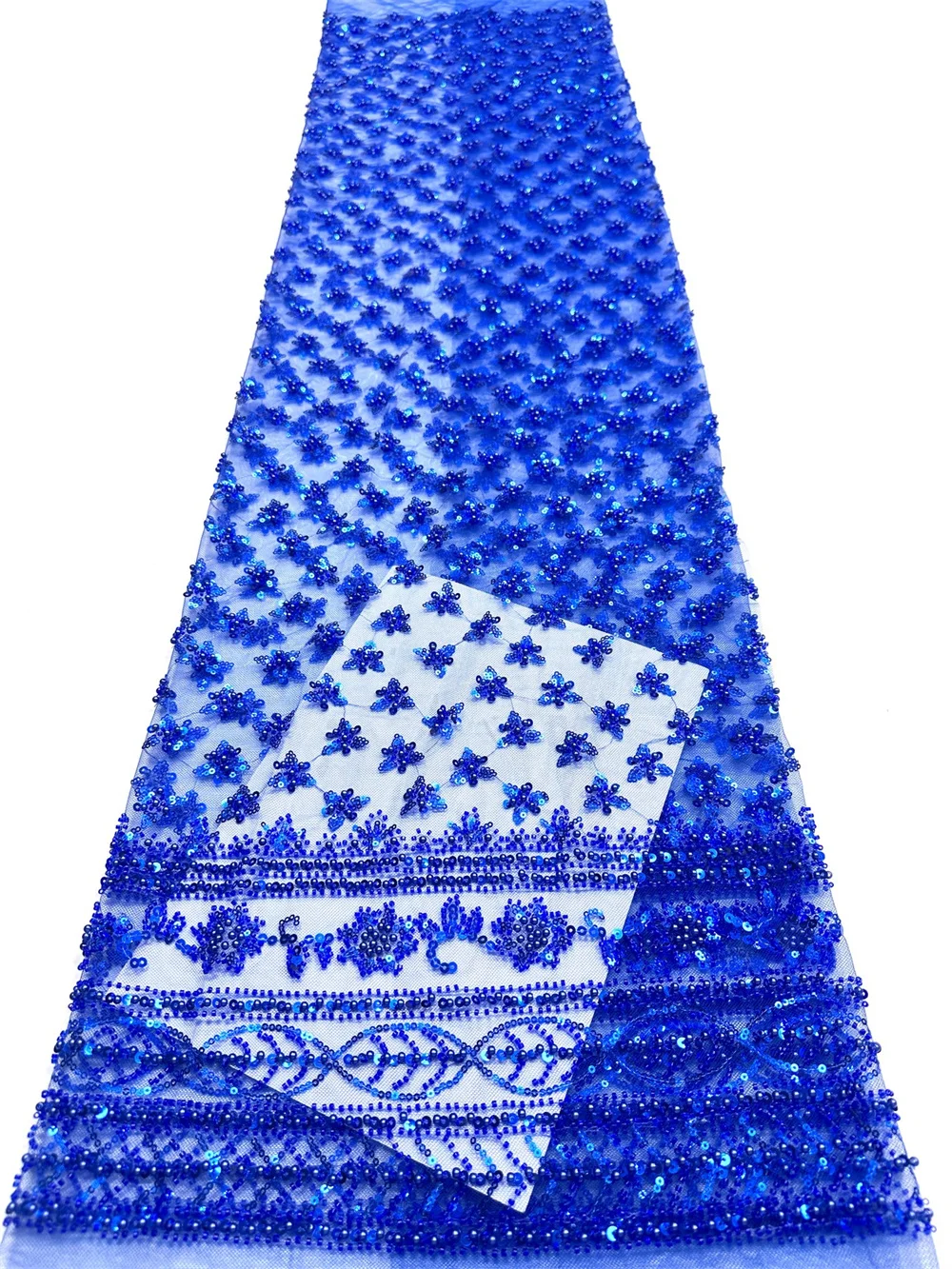 

Royal Blue African Tulle Lace Fabric 2026 French Net Sequins Fabric Sewing Embroidery with Beads Lace Nigeria Dresses 5 Yards