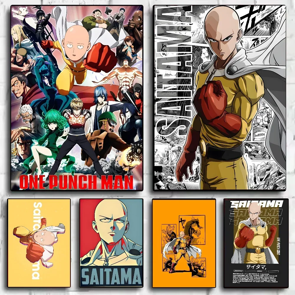 One Punch Man Saitama Anime-Poster, HD-Kunst, klebrige Wand, wasserdicht, für Zuhause, Wohnzimmer, Schlafzimmer, Bar, ästhetische Dekoration