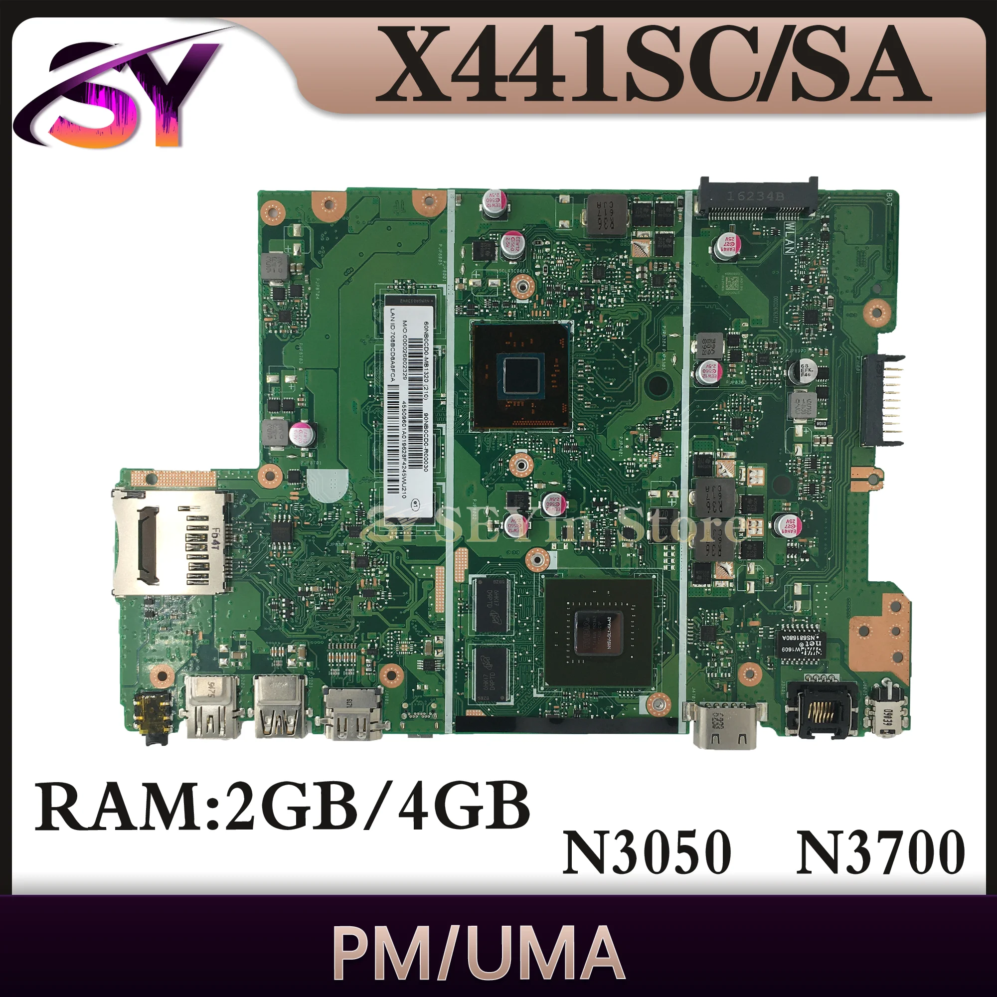 

Mainboard For ASUS A441SC A441SA X441SA X441SC F441S X441S A441S Laptop Motherboard N3050/N3060 N3700/N3710 2GB/4GB-RAM