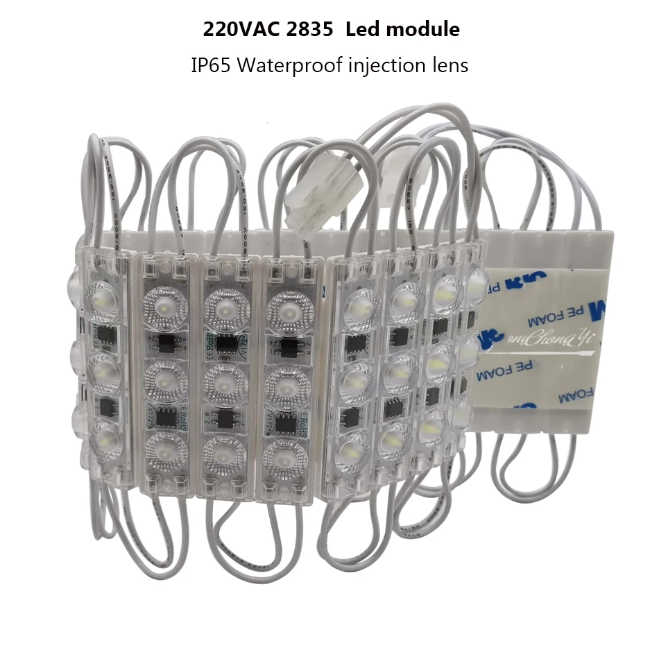 

220V 2835 2W Led module 3 leds white light IP65 Waterproof injection lens led modules for Advertisement sign