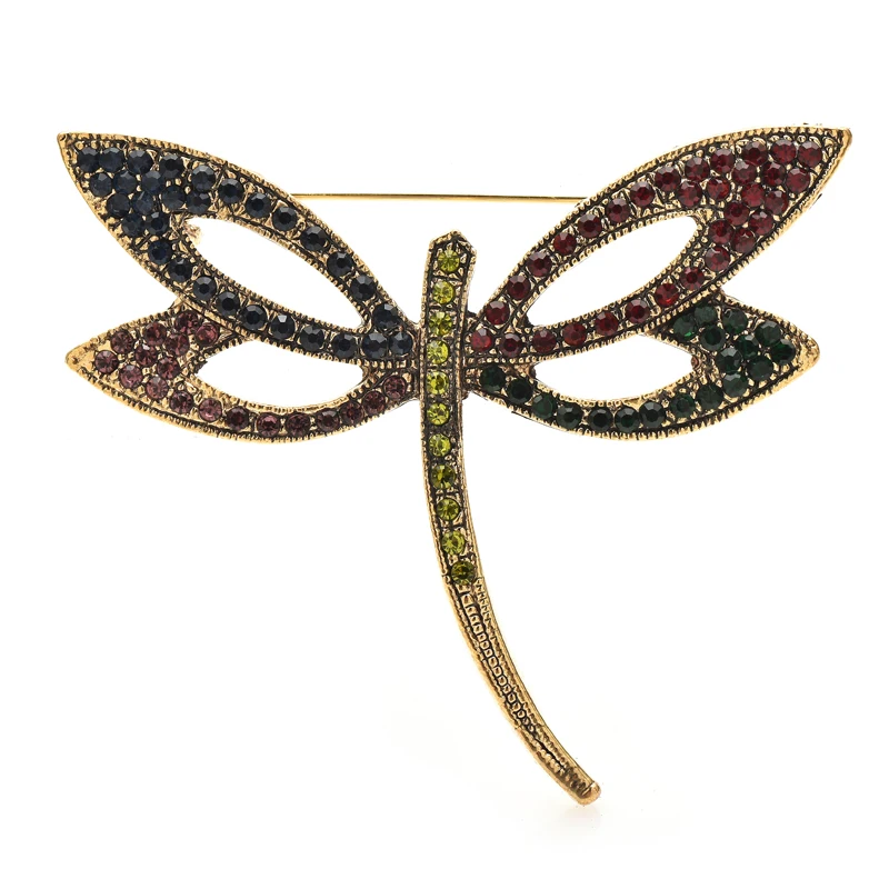 Wuli&baby Vintage Dragonfly Brooch Pins For Women Unisex 2-color Rhinestone All-match Insects Party Casual Brooch Pins Gifts