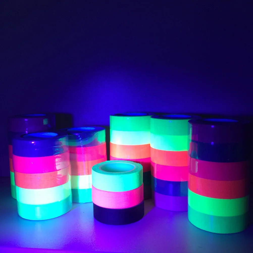 6 Rolls Tape Glow in The Dark Fluorescent Reflective Adhesive for Stage Neon Blacklight